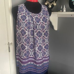 Purple white multi colored soft  blouse. size M. Pairs well with denim jeans